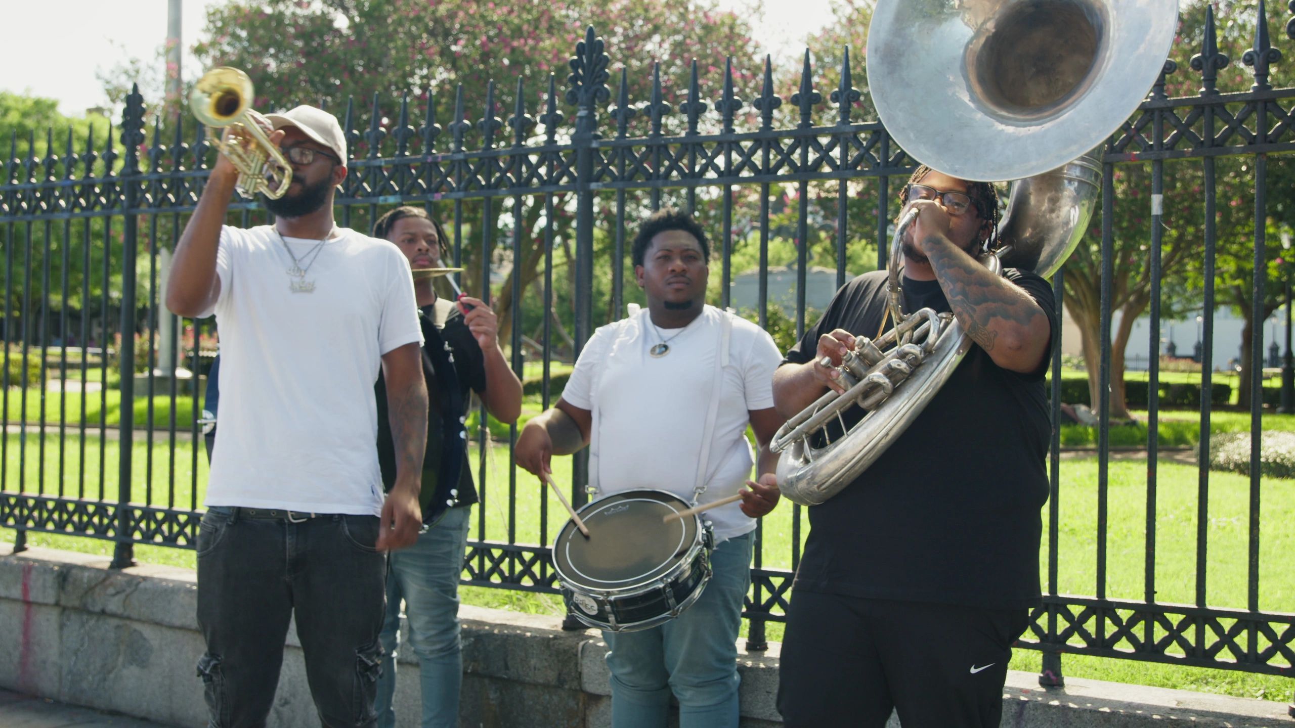 Ceremonial band performing at a public event